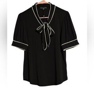 Adrianna Papell Black Blouse with White Accents